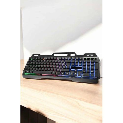 Led Işıklı  Klavye Usb Girişli Rgb Işıklı Q Klavye Mouse Hediyeli