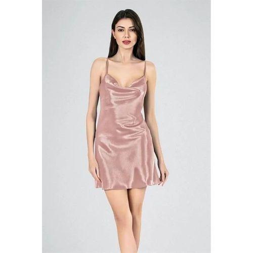 Kısa Gecelik Degaje Yaka Vizon 7740