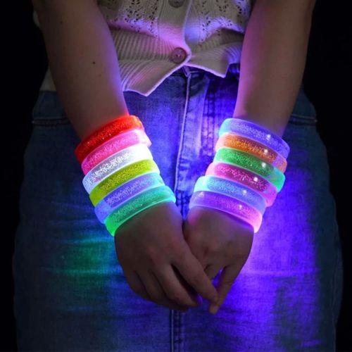 Eğitici Oyuncak Turuncu Led Işıklı Baskı Yapılabilen Pilli Bileklik Bilezik 1,5 cm Genişlik