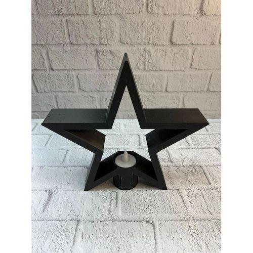 Yıldız Mumluk Siyah Modern Salon Ve Raf Dekoru