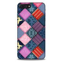 Apple Iphone 8 Plus Kılıf Patchwork (39) Liquid Crystal Kılıf Şeker Pembe Bordo