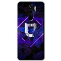 Xiaomi Redmi Note 8 Pro Kılıf Baskılı Arka Kapak - Dark Neon Yaprak Ü Harfi +Tam Ekran Koruyucu
