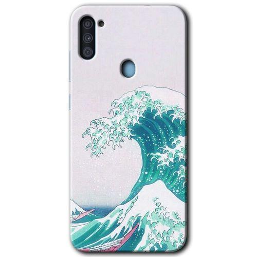 MRCİLETİSİM Samsung Galaxy A11 Kılıf Baskılı Kapak - Dalga +Tam Ekran Koruyucu