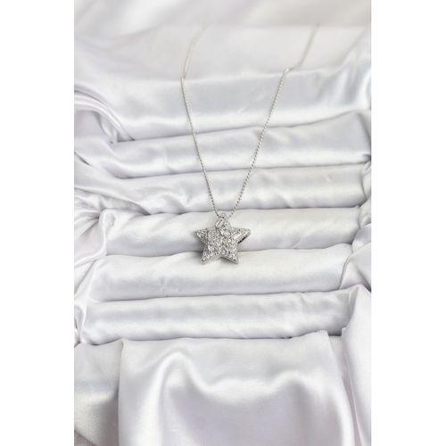 316L Çelik Zincir Gümüş Renk Zincirli Gümüş Yıldız Model Kadın Kolye