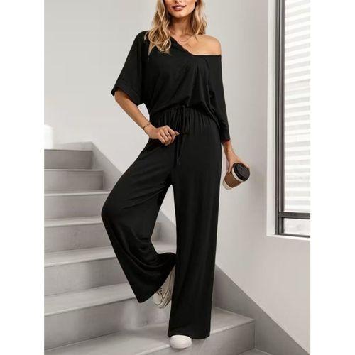 Kadın Kısa Kollu V Yakalı Viskon Bluz Ve Pantolon Ikili Takım