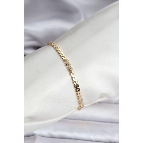 14K Gold Renk Kaplama Ezme Yılan Zincir Model CM Kadın Bileklik