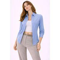 Uzun Kollu Gömlek Düğmeli Klasik Yaka Günlük Ve Ofis Şıklığına Uygun - Mavi