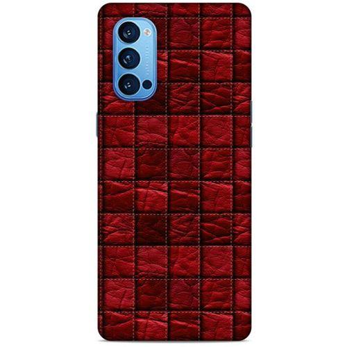 Oppo Reno 4 Pro Kılıf Patchwork (12) Koruyucu Silikon Kırmızı Bordo