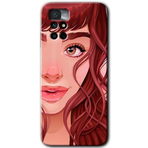 MRCİLETİSİM Xiaomi Redmi Note 11 4G Kılıf HD Desen Baskılı Arka Kapak+Temperli Cam - Kızıl Kız