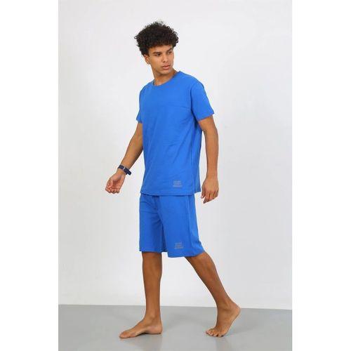 Erkek Pamuk Lakost Alt Üst Kaprili Pijama Takım Saks