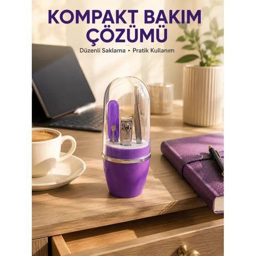 Mor Tırnak Bakım Seti Cımbız Makas Törpü Ve Tırnak Makası