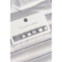 316L Çelik Gümüş Renk Zirkon Taşlı Kadın Küpe Seti