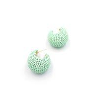 Taşlı Halka Küpe - Yeşil