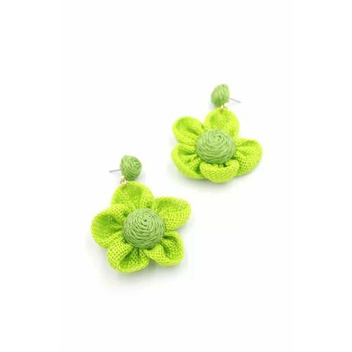 Papatya Hasır Küpe - Yeşil