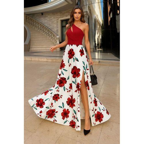 Kadın Tek Omuzdan Askılı Damla Detaylı üst Dalgıç Alt Süprem Maxi Elbise