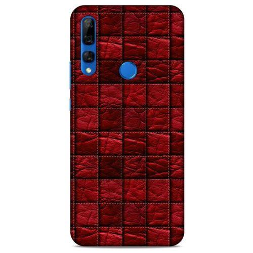 Huawei Y9 Prime 2019 Kılıf Patchwork (12) Koruyucu Silikon Kırmızı Bordo