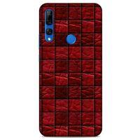 Huawei Y9 Prime 2019 Kılıf Patchwork (12) Koruyucu Silikon Kırmızı Bordo