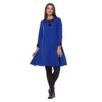 Pazen Saks Çiçek Yakalı Elbise