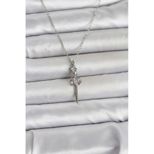 316L Çelik Zincir Gümüş Renk Kılıç Model Kadın Kolye