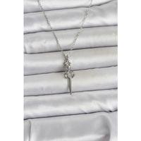 316L Çelik Zincir Gümüş Renk Kılıç Model Kadın Kolye