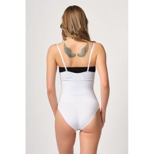 Beyaz Göğsü Açık Agraflı Body Korse