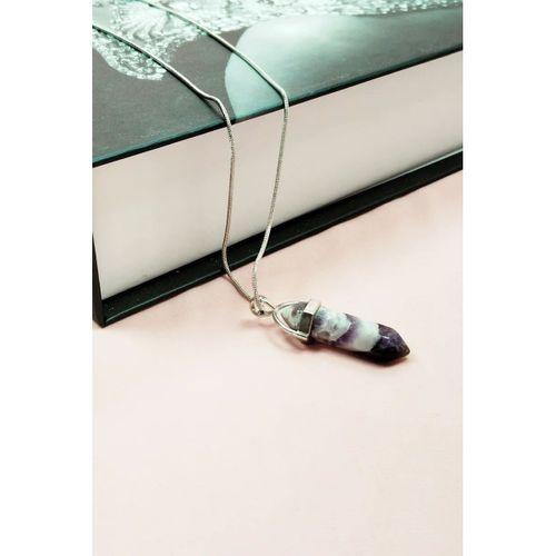 Ametist Doğal Taşı Zincirli El Yapımı Tasarımlı Kolye Uç: 3,5 cm Zincir: 20 cm Kutulu