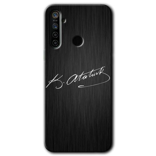 Realme 6i Kılıf HD Desen Baskılı Arka Kapak + Temperli Cam - İmza Atatürk