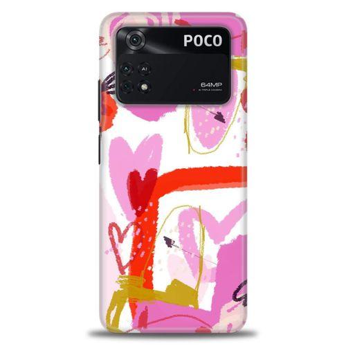 Xiaomi Poco M4 Pro 4G Kılıf HD Baskılı Kılıf - Pembeler + Tam Ekran Koruyucu