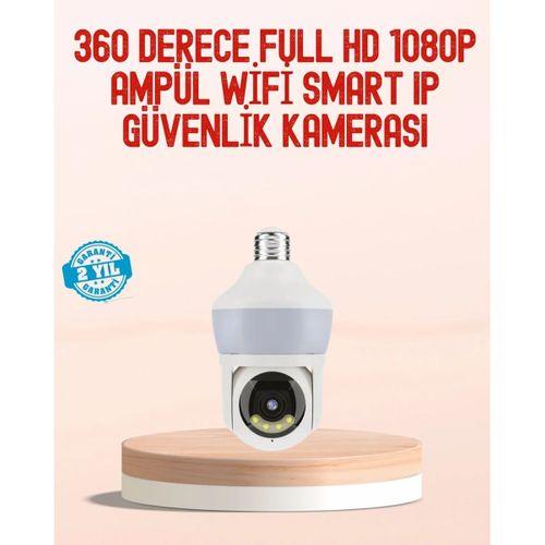 360° Full Hd Wi-fi Akıllı Ampül Kamera Gece Görüşlü