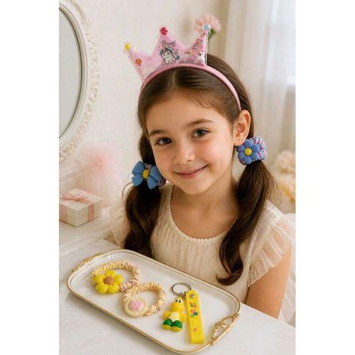 Altı Parça Çocuk Toka Taç ve Anahtarlık Seti