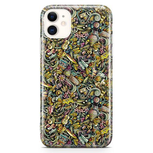 Apple iPhone 11 Kılıf Şapka Eldiven Doodle Arka Kapak Koruma Desenli Full Koruyucu