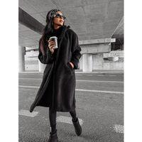 Kadın Kapüşon Ve Cep Detay Uzun Astarsız Wellsoft Ceket