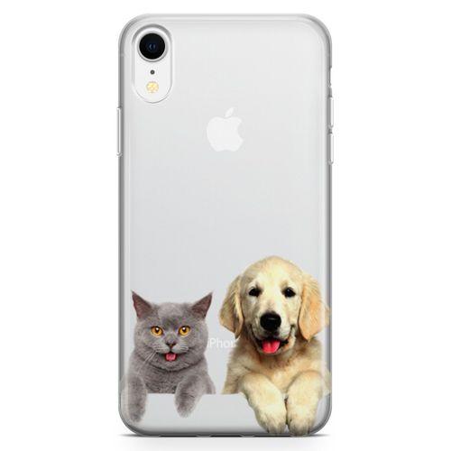 Apple iPhone XR Kılıf Scottish Fold Kedi Ve Köpek Arka Kapak Koruma Desenli Full Koruyucu