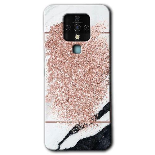 Potkal Hediye Fabrikası Tecno Camon 16 Kılıf HD Desen Baskılı Arka Kapak - Simli Mermer