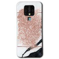 Potkal Hediye Fabrikası Tecno Camon 16 Kılıf HD Desen Baskılı Arka Kapak - Simli Mermer