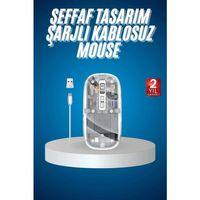 Sessiz Tıklama Çift Modlu Bluetooth Ve Alıcı Şeffaf Mouse Fare