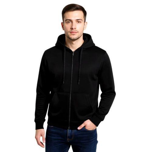 Erkek Kapüşonlu Fermuarlı Siyah Sweatshirt BGL-ST04790