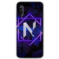 Xiaomi Mi 9 Kılıf HD Desen Baskılı Arka Kapak - Dark Neon Yaprak N Harfi