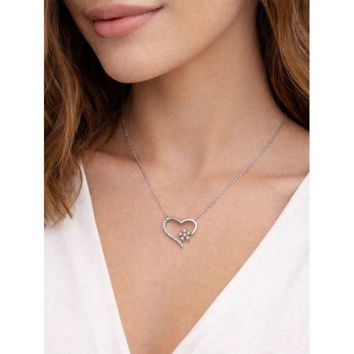 925 Ayar Gümüş Zirkon Taşlı Kar Tanesi Kalpli Kadın Gümüş Kolye