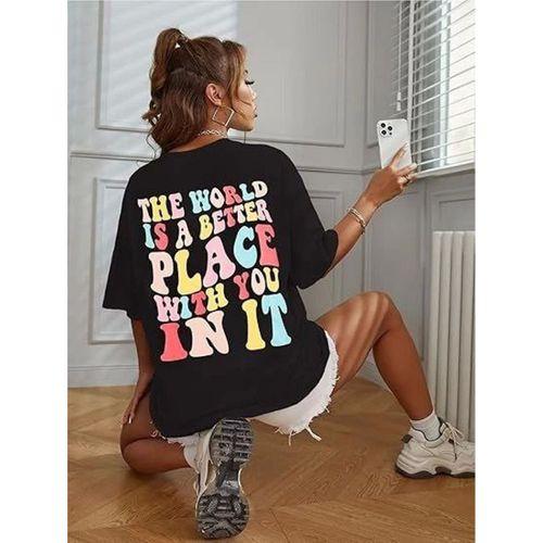 Bisiklet Yaka Baskılı T-shirt - Siyah