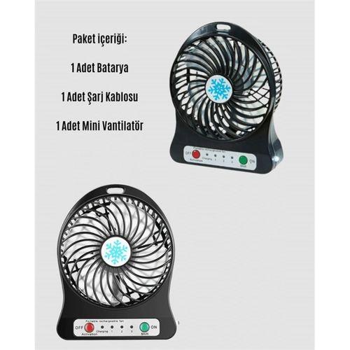 Mini Usb Fan – Şarj Edilebilir, Işıklı, 3 Kademe, Taşınabilir Masaüstü Vantilatör