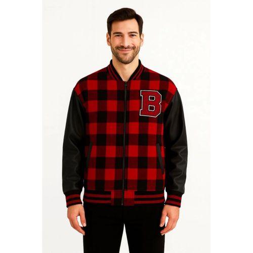 Kolları Suni Deri Içi Astarlı Oduncu Kolej Içi Ceket - Bordo