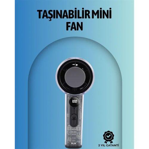 Şeffaf Kasa El Fanı | 5v 2a | 100 Kademeli Hava Akışı | Type-c Girişli