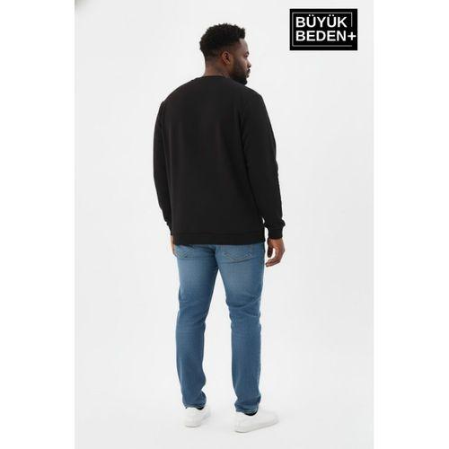 Erkek Büyük Beden Yelken Baskılı Bisiklet Yaka Sweatshirt SPR26BSW956-11