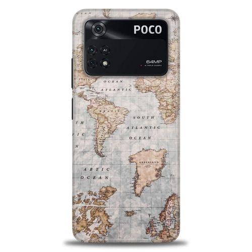 Xiaomi Poco M4 Pro 4G Kılıf HD Baskılı Kılıf - Dünya Haritası + Tam Ekran Koruyucu