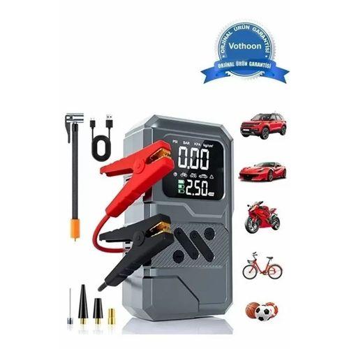 St-9654 Şarjlı 10.000 Mah Taşınabilir Araç H.a Kompresörü Akü Takviyeli Dijital Ekranlı Işıklı