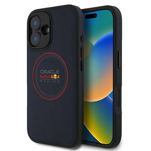 Apple iPhone 16 Plus Kılıf Redbull Orjinal Lisanslı M-safe Şarj Özellikli Kırmızı Halka ve Logo Kabartmalı PU Deri Kapak