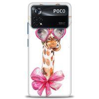Xiaomi Poco X4 Pro 5G Kılıf HD Baskılı Kılıf - Gözlüklü Zürafa + Tam Ekran Koruyucu