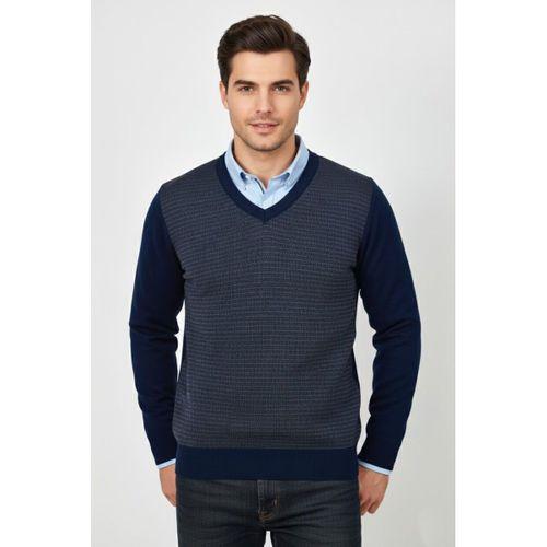 Erkek V Yaka Triko Kazak Çelik Örgü Regular Kalıp BGL-ST04838