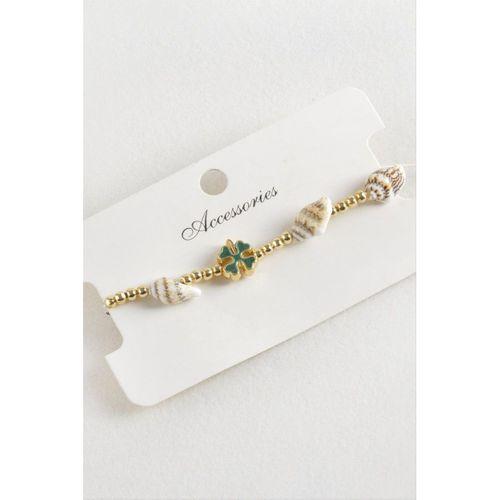 Yonca Deniz Kabuğu İnci Makrome İp Bileklik